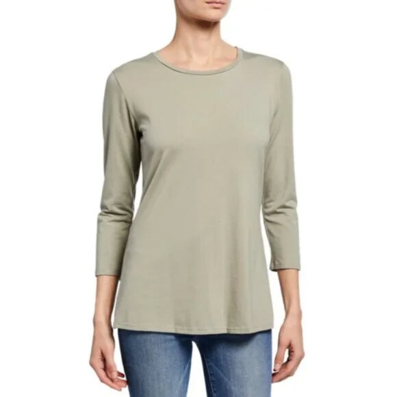 NWT Johnny Was Calme' 3/4 Sleeve Tee Light Olive Size Medium - Picture 1 of 8